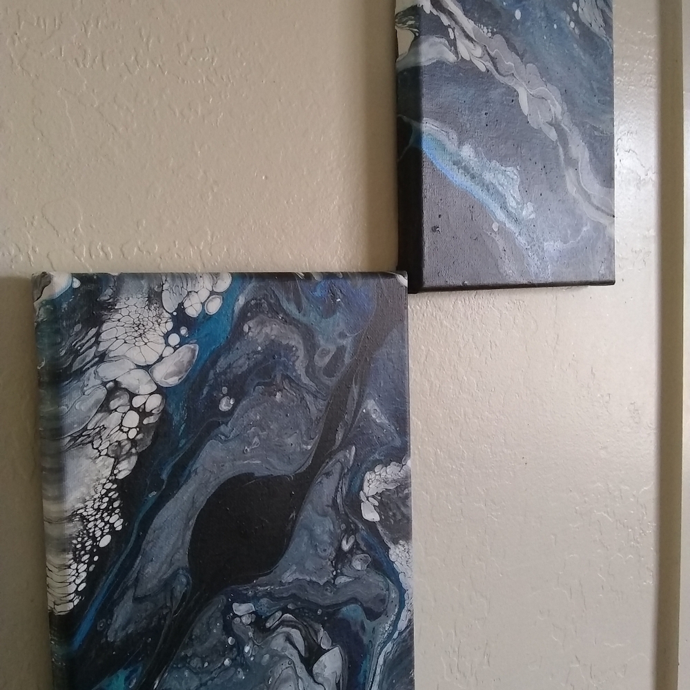 2 original acrylic paintings "Black Waves"